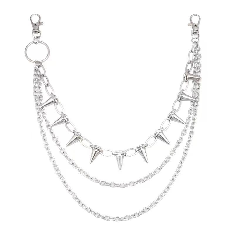 Exaggerated Double Trouser Chain Gun Black Star Spiked Waist Chain Male Punk Style Jeans Chain