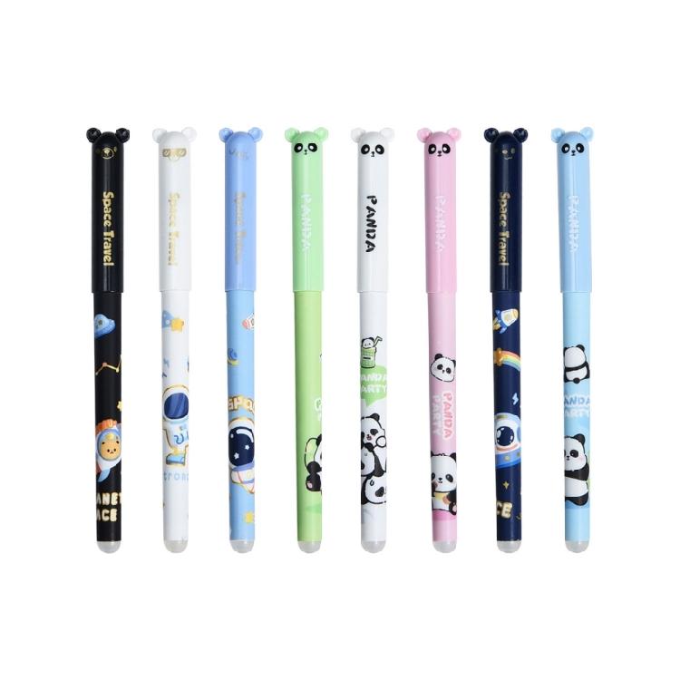 4Pieces Cartoon Gel Pen with Pen Refills and Eraser Erasable Gel Pen 0.5mm Needle Tip Office Writing Pen for Writing