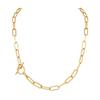 Chic Rectangle Chain Necklaces for Women,Gold Color Stainless Steel Paperclip Link Choker with Toggle Clasp, Party Gifts for Her