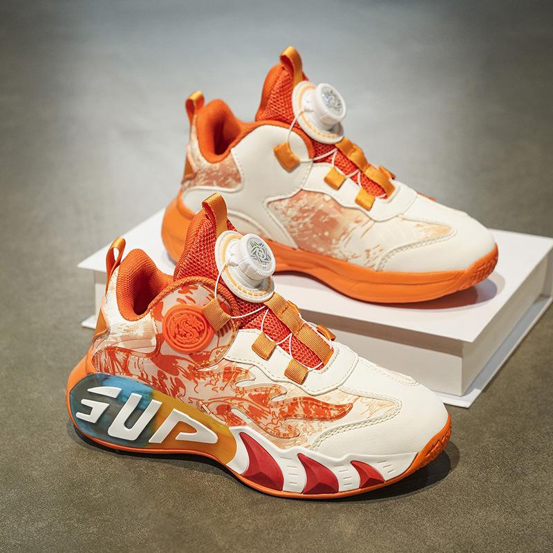 2025 fashion new button shoes versatile boys and girls casual style leather surface lightweight running shoes sports shoes basketball shoes