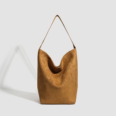 Matt Wildleder Tragetasche für Damen im Herbst und Winter Lässig für den Weg zur Arbeit Ein-Schulter Achselhöhle Eimerbeutel