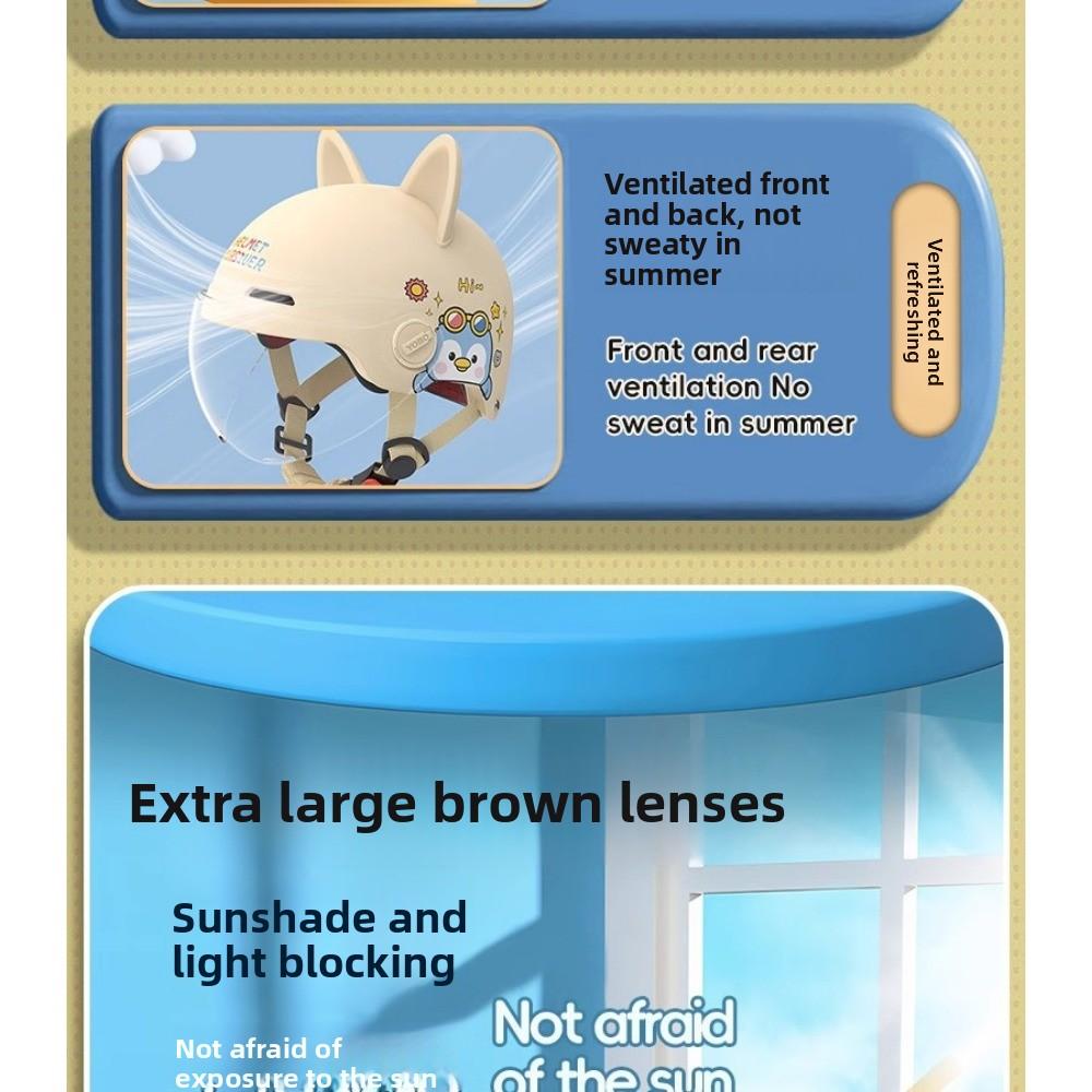 Electric Car Motorcycle Half Helmet Boys and Girls Children Cute Helmet Four Seasons Helmet