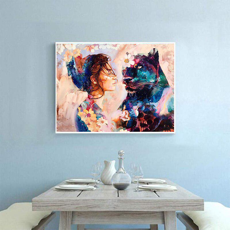 Full Round Needlework Diamond Embroidery Beauty & Tiger DIY 5D Diamond Painting Cross Stitch Mosaic Kits