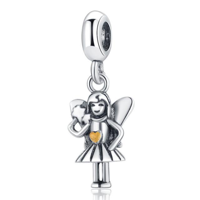 1Pcs New Cute Silver Star Cat Elephant Mushroom Bear Pendant Fit Original Charm Bracelet Women Jewelry Gifts