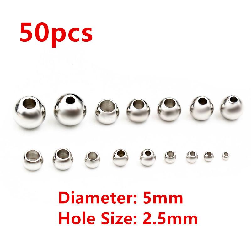 30-100pcs 2-8mm Stainless Steel Gold Color Spacer Beads Charm Loose Bead DIY Bracelets Necklace Beads for Jewelry Making Charms