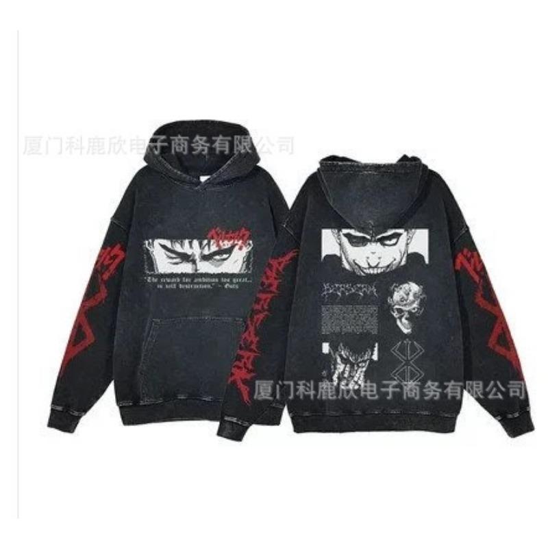 New Animation Peripheral Printing Washed Retro Sweater Men'S Hoodie