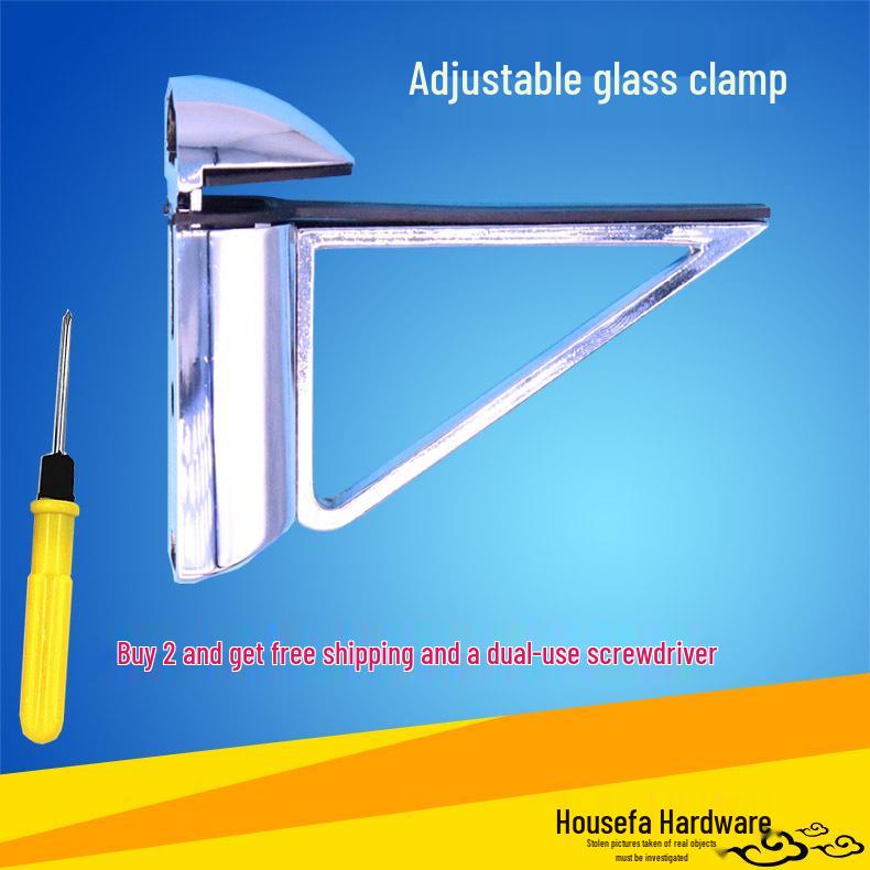 Adjustable Glass Clamp Bracket - F-Type Shelf Support (3-40mm)