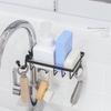 Kitchen Sink Faucet Rack Sponge Rag Storage Drain Shelf Bathroom Shower Rod Hanging Iron Basket Soap Dish Shampoo Holder
