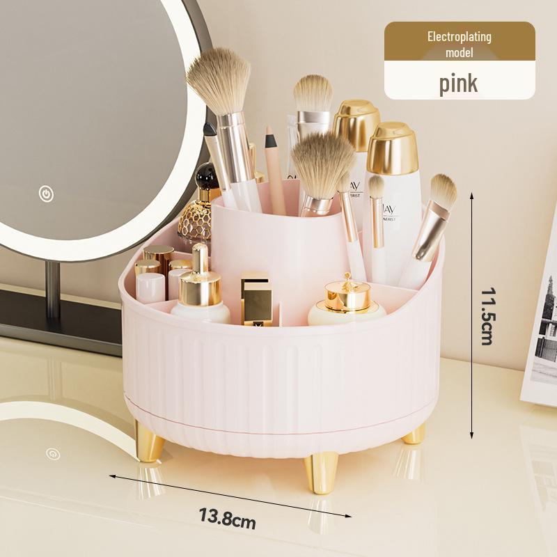 Rotatable Dust-Proof Desktop Cosmetic Storage Box for Makeup Brushes