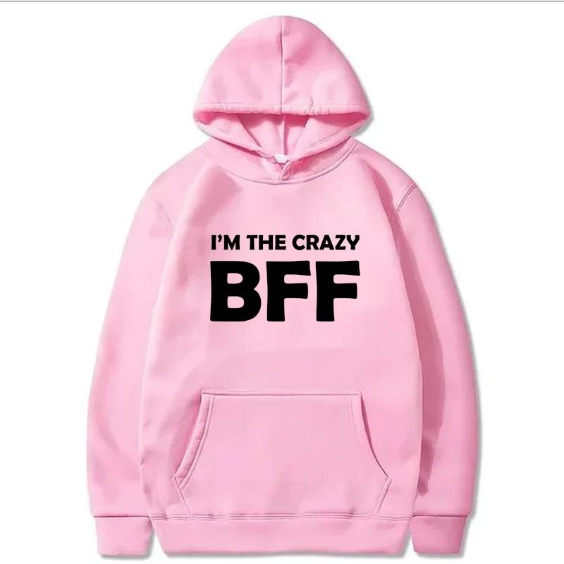 BFF Printed Hoodie Autumn Winter Women Men Casual Loose Simple Fashion Comfortable O-Neck Long Sleeve Fleece Sweatshirts