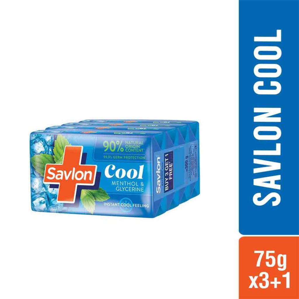 Savlon Cool Soap With Menthol And Glycerin 75gx4 Refreshing Bath Bar For Men And Women