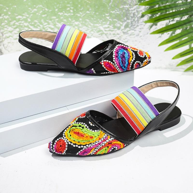 Large Size Sandals Women's 2025 Summer New Mesh Casual and Versatile Color Flat Sandals