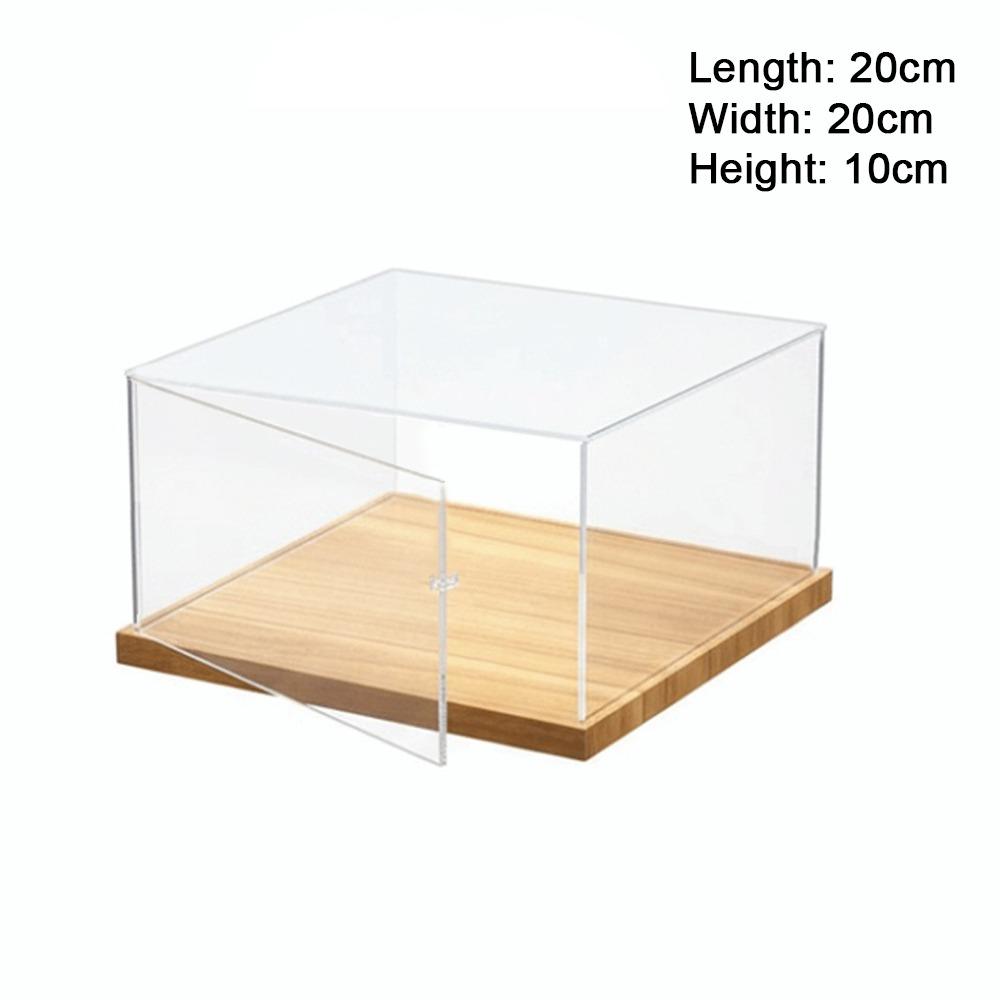 Transparent Acrylic Acrylic Display Case Stackable Design No-glue Assembly Dustproof Cover Wooden Bottom Display Box