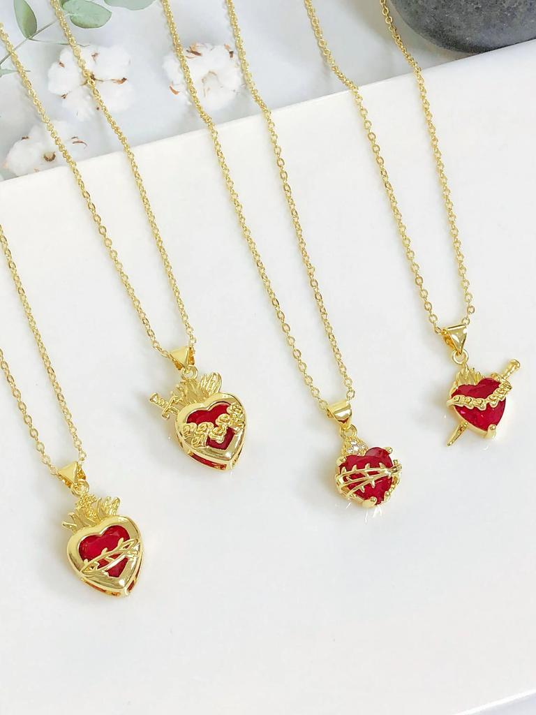 Fashion Sacred Heart of Jesus Necklace For Women Religious Cross Design Clavicle Chain Catholic Jewelry Birthday Gifts