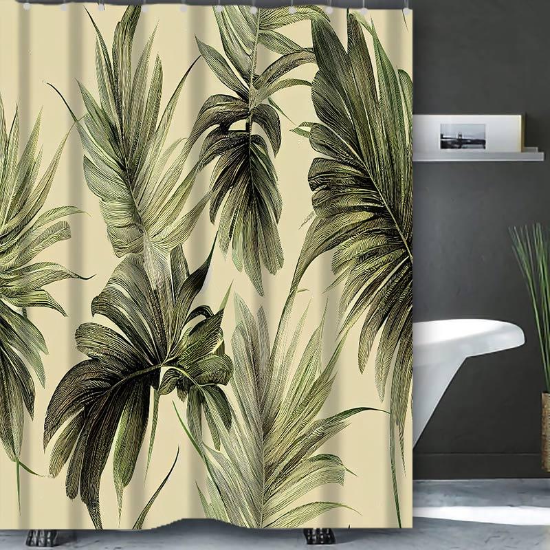 

Занавеска для ванной Frond Ванная комната Скандинавский зеленый лист Водонепроницаемая шторка для душа с 12 крючками Домашний декор Бесплатная доставка 180x180cm curtain красный