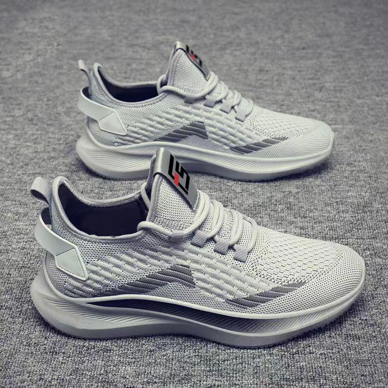 Large size sports shoes men's flying weaving comfortable breathable low-top men's shoes young and young outdoor tide and platform fashion casual shoes