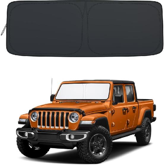 JKCOVER Foldable Front Window Windshield Sunshade Compatible With 2014 2015 2016 2017 2018 Chevy Silverado/GMC Sierra 1500 2500 3500HD Accessories 2018-2025 Wrangler