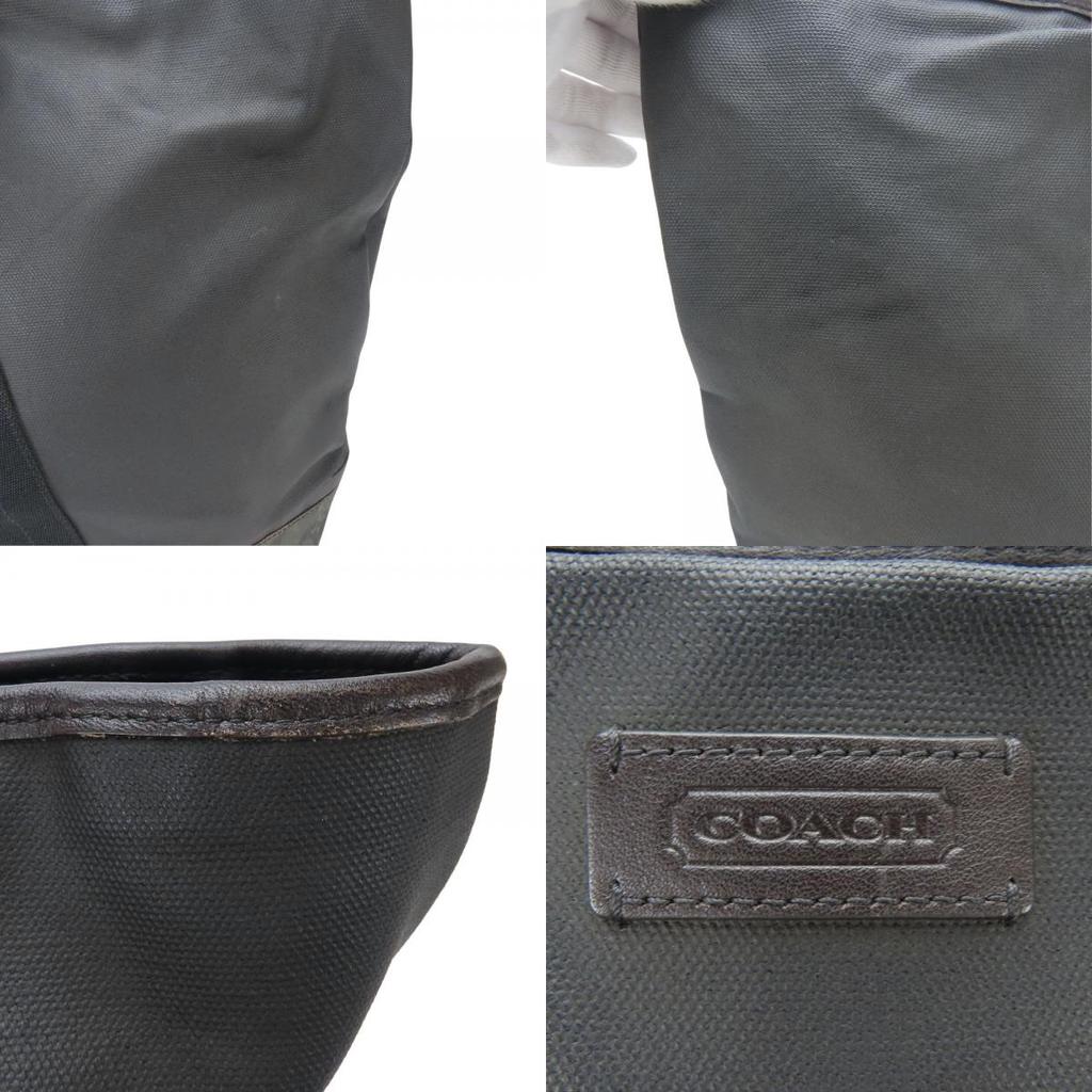 Used COACH Tote Bag Weekend Tote F70832 Signature PVC Coated Canvas Black Green System Camouflage