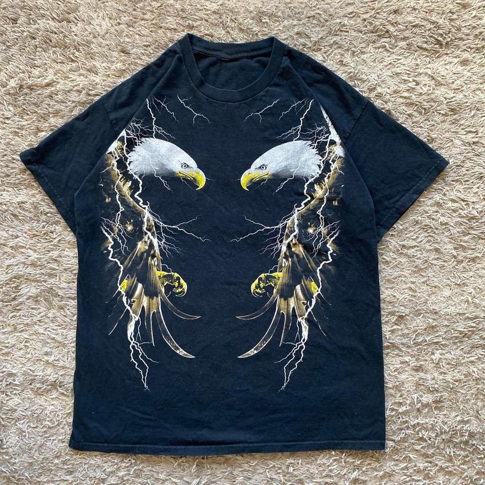 

Black eagle graphic tee with lightning design TShirt Full Size S3XL Unisex T-Shirt S