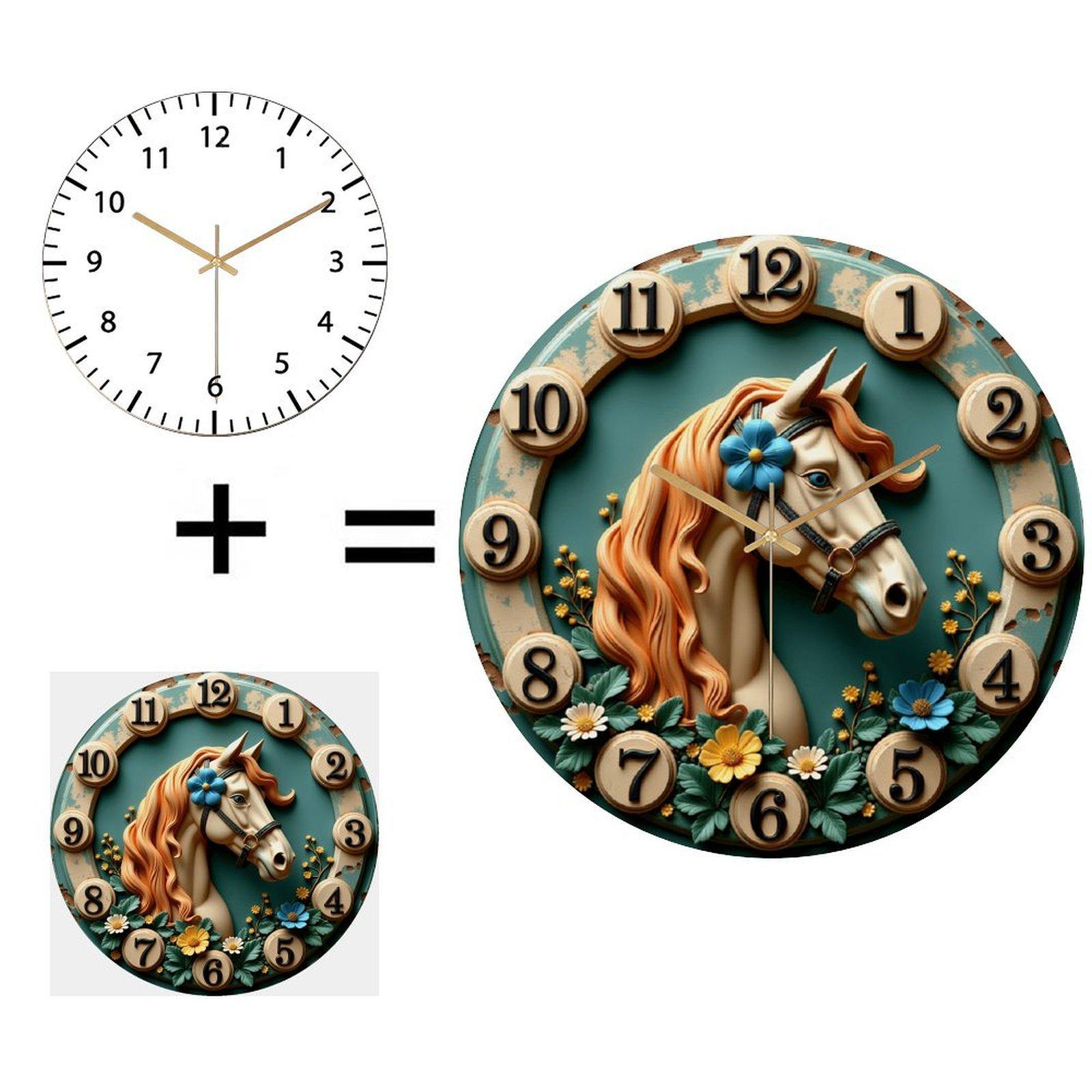 30cm Round Glass Wall Clock that Functions Flawlessly in Various Environments (White,12 in(30.48cm))