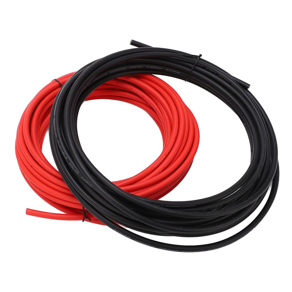 2 Pcs Solar Panel Wire XLPE Sleeve Tinned Copper Dual Insulation Temperature Resistance Solar PV Cable 6mm² 20m 65.6ft
