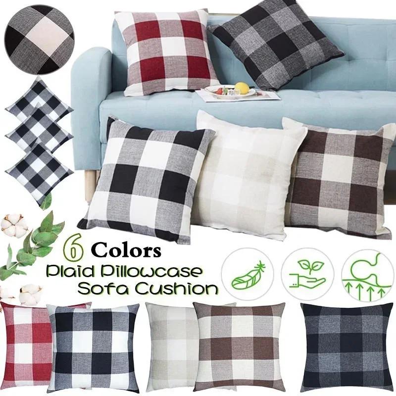 6 Colors Comfortable Sofa Cushion Cover Plaid Pattern Pillow Case Cover European Modern Pillow Cushion Cases for Home Bed,Sofa