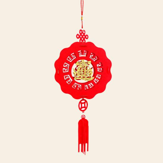 2 Stück Laternenanhänger zum chinesischen Neujahr mit Segensworten, Jahr des Drachen, Glücksszene, Layout-Ornament, Filzstoff, rote Laterne, Feiertagsparty, Zuhause