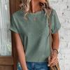 Summer Spring Solid Color Tshirt Loose Fit Round Neck Short Sleeve