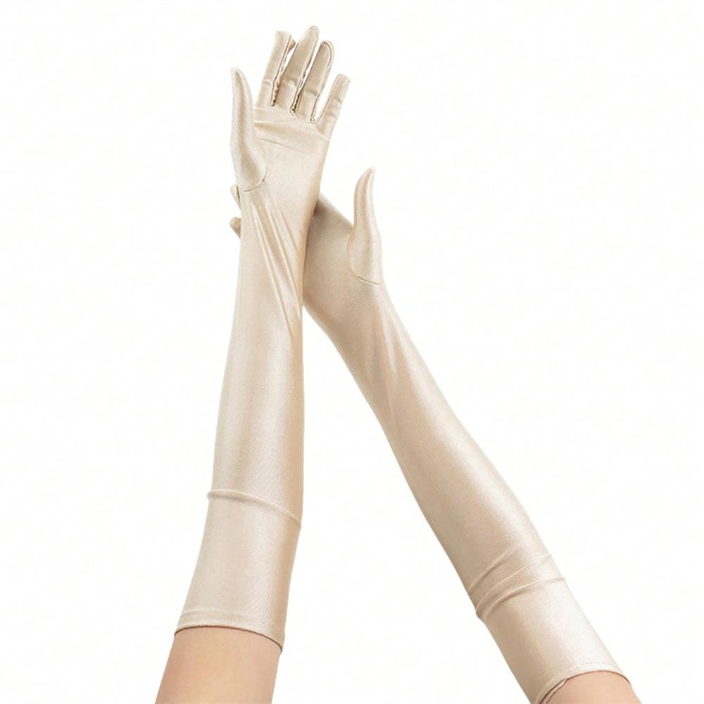 1 Pair Of Women's Extended Stretch Gloves Summer Thin Dance Performance Wedding Gloves Over The Elbow