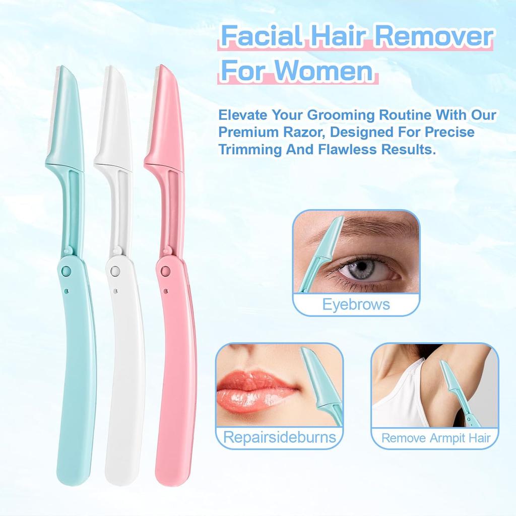 6PCS Eyebrow Razor for Women, Portable Dermaplaning Razors Tool, Foldable Facial Razors with Protective Cover, Compact Design, Unisex, Suitable for