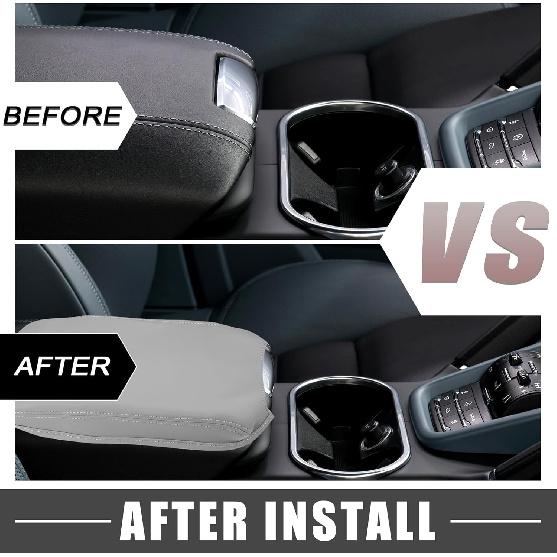 Car Center Console Armrest Cover 38.5x18.5cm Center Console Protect Cover for Toyota Camry Hybrid 2012-2017 Faux Leather Gray