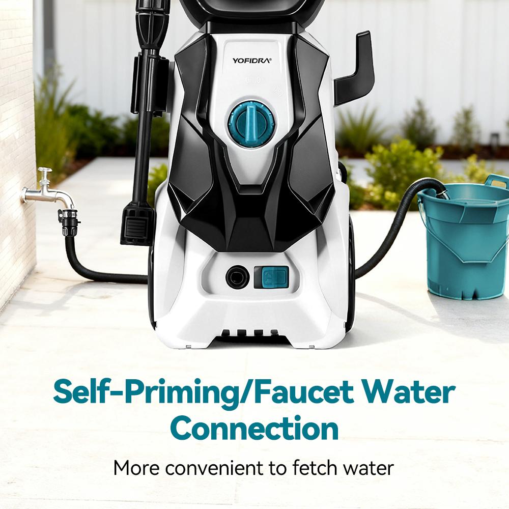 Yofidra High-Pressure Car Washer – Dual Water Intake (Self-Priming + Faucet) + All-in-One 0–180° Nozzle + Rich Foam Spray + 3-Axis Metal Pump