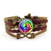 Colorful Peace Logo Time Gem Bracelet Women's Fashion Butterfly Infinity Symbol Hand-woven Multi-layer Hand Jewelry