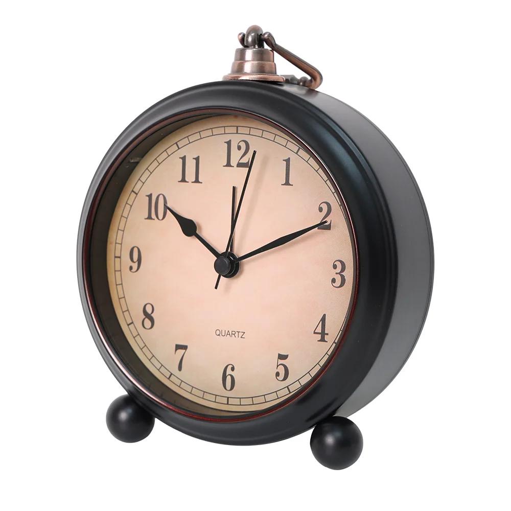 1-piece retro analog alarm clock, 4-inch ultra-quiet, no-tick alarm clock with night light, battery-powered, minimalist design