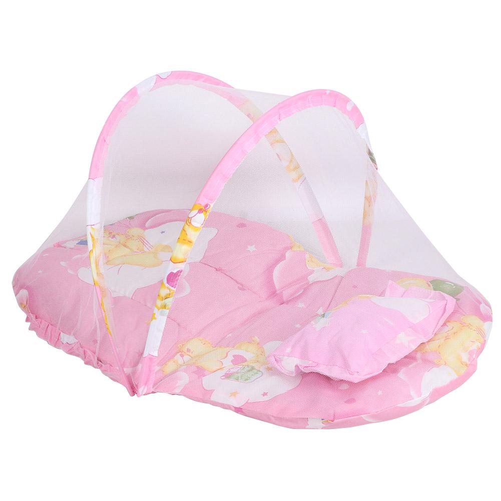 Portable Folding Cute Cartoon Pattern Baby Mosquito Net with Sleeping Pad Pillow