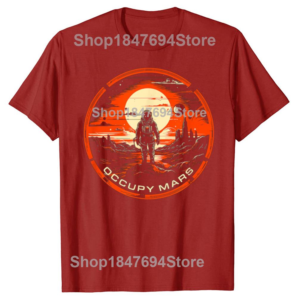 Смешная графика «Займи Марс» 100% хлопковые футболки Мужские Женские Мода Повседневная футболка Свободная Оверсайз Астрономия Космос Футболка S