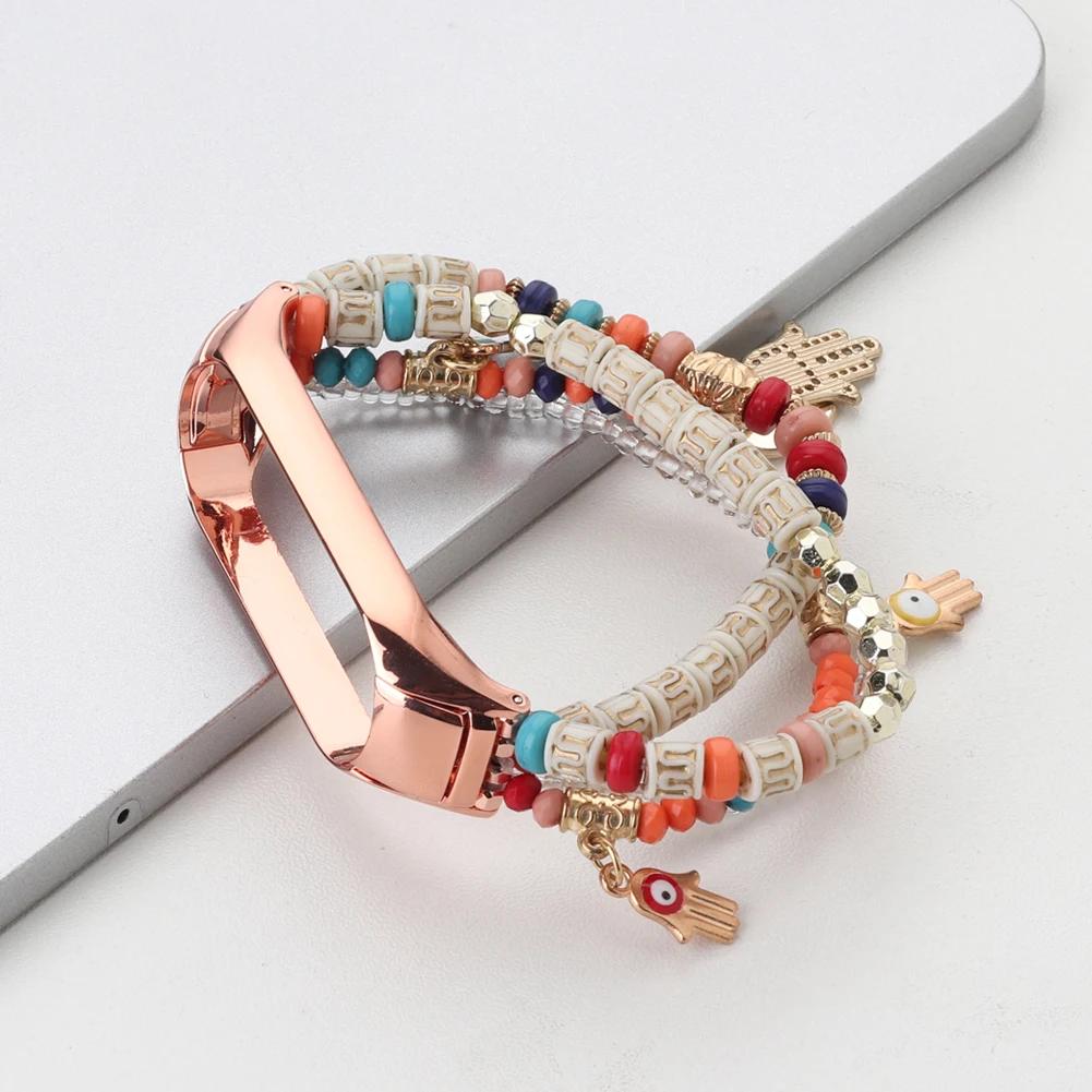 

Замінний ремінець для Xiaomi Mi Band 8 7 6 5 4 Watch Belt Jewelry Beads Bracelet for MIband Women Pendant Link Wristband Mi Band 6 5 червоний