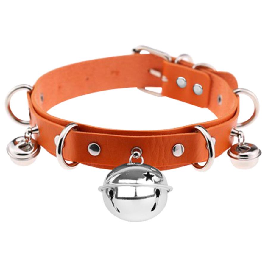 Cosplay Collar New Leather Bell Collar Role Play Exaggerated Neck