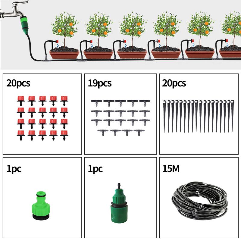5-50m Drip Irrigation System Greenhouse Automatic Watering Kits Garden Hose Micro Drip Watering Kits with Adjustable Drippers