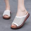 Fashion GKTINOO Summer Plus Size Platform Slippers Women Genuine Leather Open Toe Wedge Sandals Women Thick Sole Slides Zapatillas Mujer