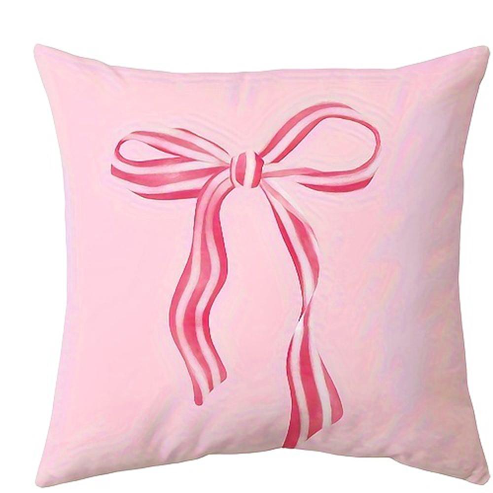 Pink Bow Cherry Pattern Printed Pillowcase, Soft and Comfortable, Sofa Cushion Cover, Suitable for All Kinds of Rooms and Places