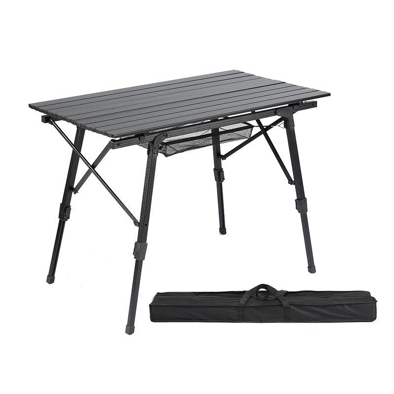 2-in-1 Folding Camping Table with Removable Mesh Layer - Lightweight Adjustable Height Aluminum Table for BBQ, Beach,
