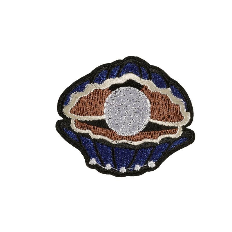 Haft haft naklejka DIY akcesoria naszywka akcesoria do butów i kapeluszy kreskówka muszla przegrzebkowa metka materiałowa naszywka naklejka samoprzylepna