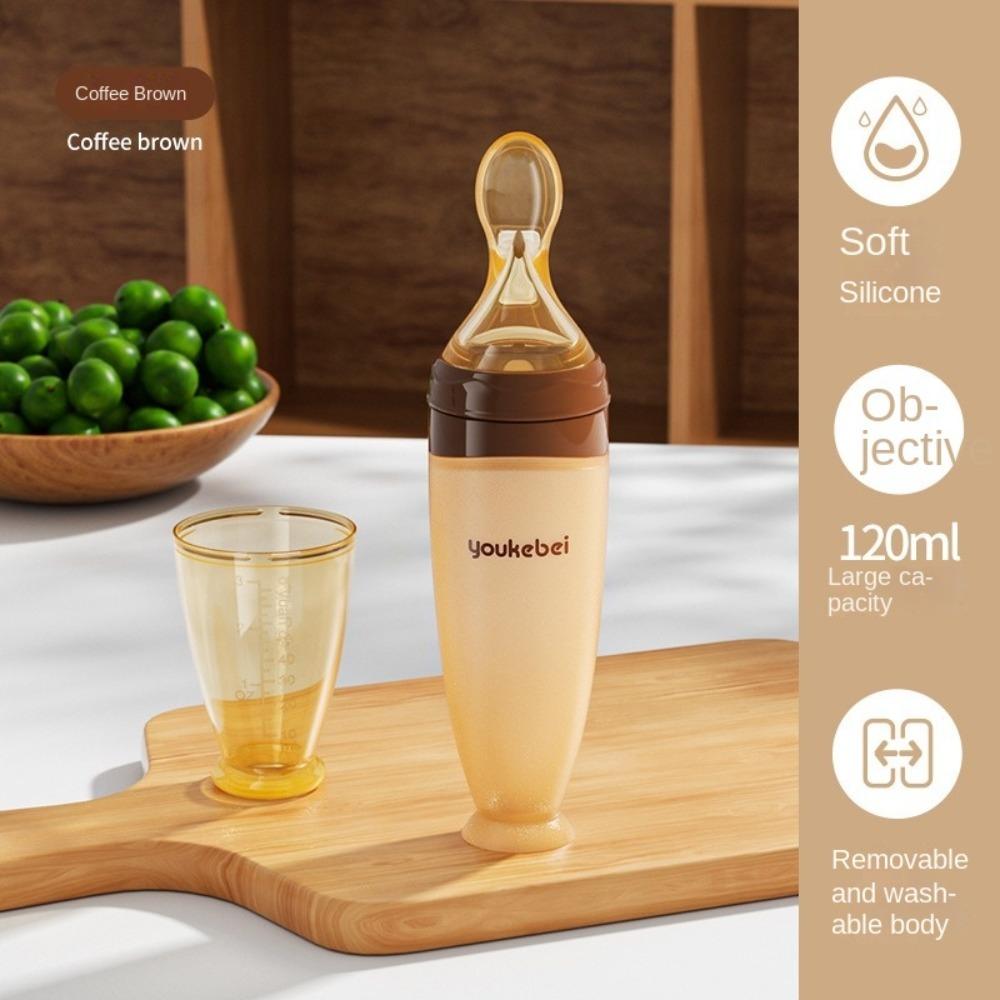 Silikonová dětská mačkací lžička Mačkací měkký hrot Láhev na doplňky stravy Odolnost vůči vysokým teplotám Pohodlné