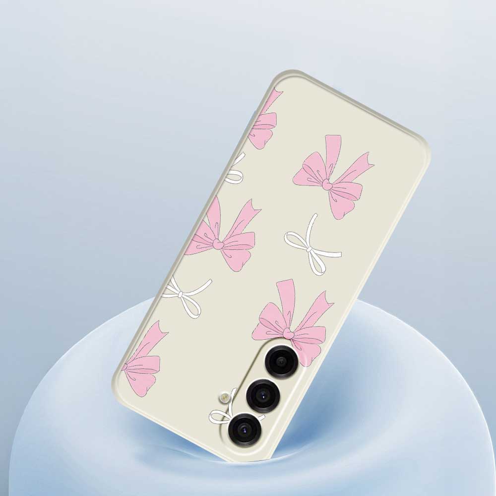 For Samsung Galaxy A17 5G Case Pink Bows Pattern Printing Straight Edge TPU Phone Back Cover