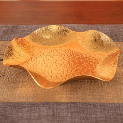 Europäische Obstschale, Legierung Haushaltsblumenförmige Platte, Gold- und Silber-Snackplatte Haushalts Einfache Tischdekoration, 20cm