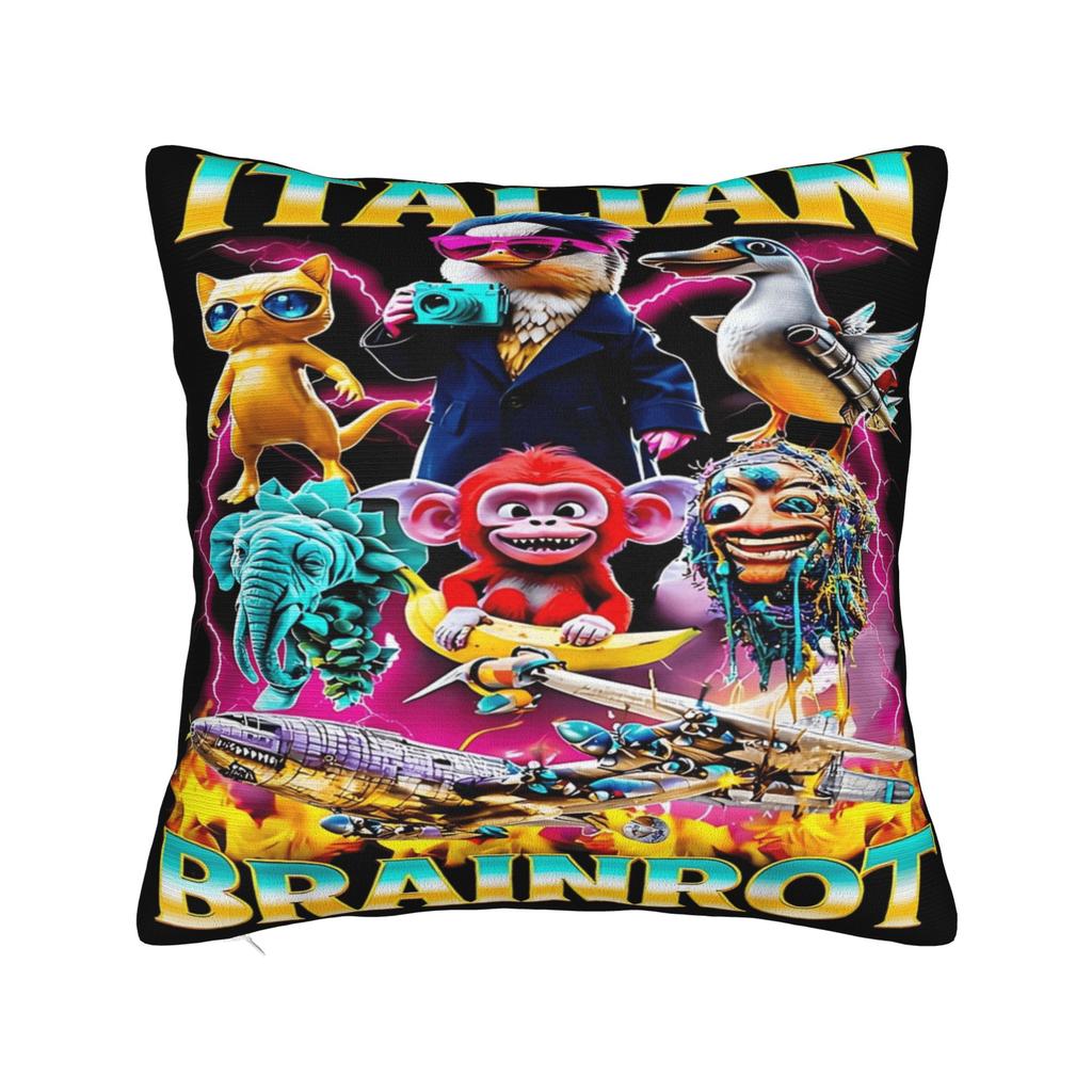 Watermeloni Crocodili Brainrot Fusion Italian Meme Pillowcases Cute Funny Pillow Case For Couch Sofa Bedroom Comfy Pillow Cover