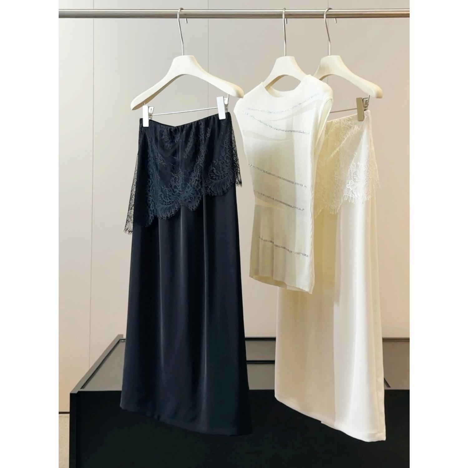 Women s High Waist Straight Long Skirt Slim Fit Casual Solid Color Summer Skirt S чёрный