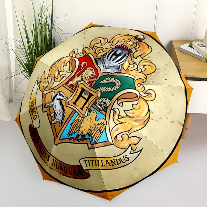 

1pc Hogwarts Crest Automatic Folding Umbrella - Compact 8-Rib Design, Durable Plastic & Iron, Perfect Gift for Friends & Family, yy250923060