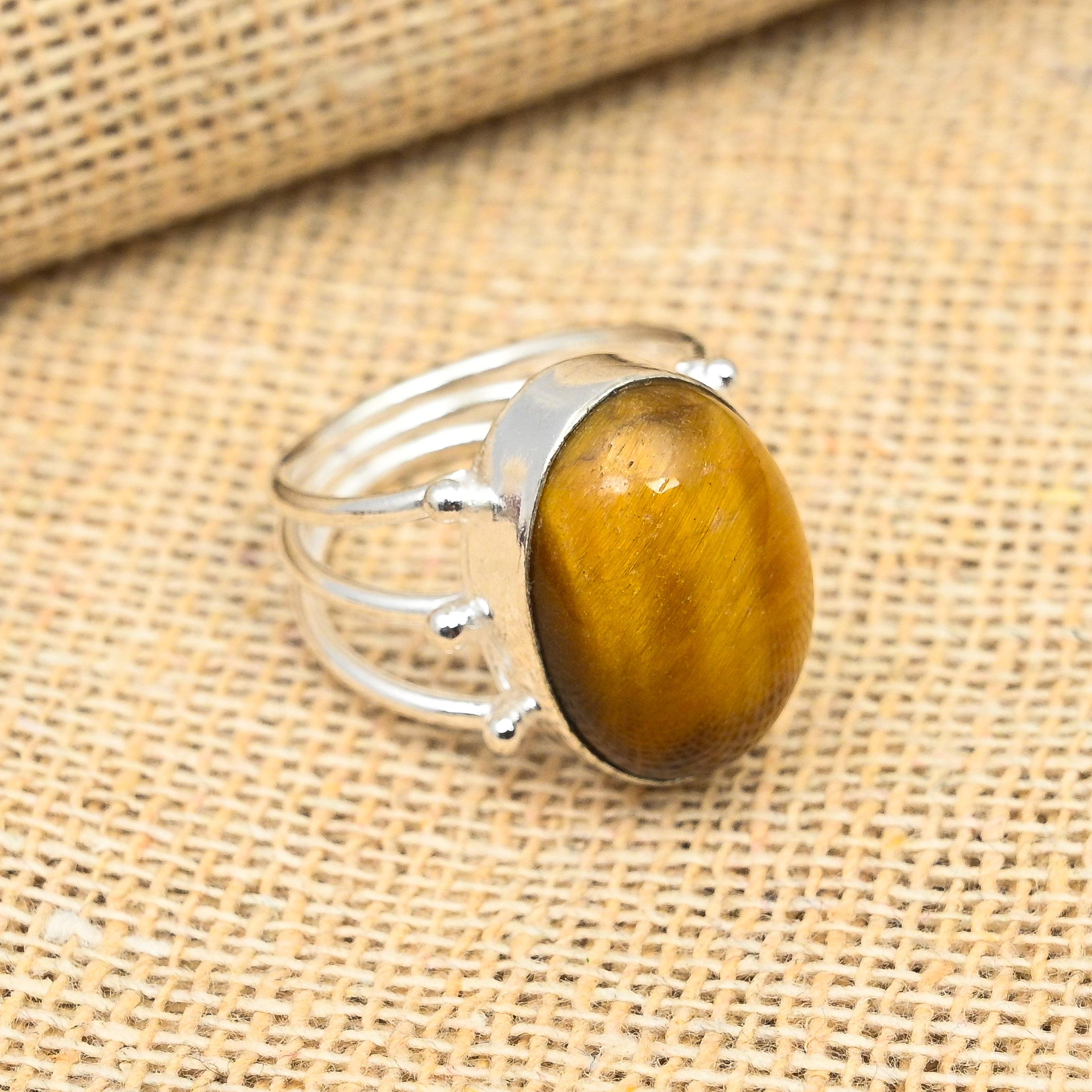 

Ювелирное кольцо ручной работы из стерлингового серебра 925 пробы с удивительным тигровым глазом для нее 11 коричневый